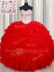 Wonderful Sleeveless Beading and Ruffles Lace Up Sweet 16 Quinceanera Dress