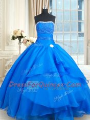 Sleeveless Court Train Lace Up Floor Length Beading and Lace and Sequins Sweet 16 Dress