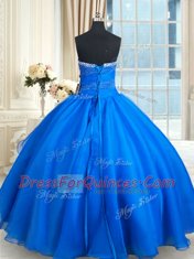 Sleeveless Court Train Lace Up Floor Length Beading and Lace and Sequins Sweet 16 Dress