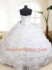 Fashionable Sweetheart Sleeveless Organza Quinceanera Dress Beading and Pick Ups Lace Up
