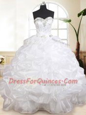 Fashionable Sweetheart Sleeveless Organza Quinceanera Dress Beading and Pick Ups Lace Up