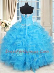 Baby Blue Lace Up Sweetheart Beading and Ruffles and Ruffled Layers Quinceanera Dresses Organza Sleeveless