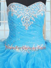 Baby Blue Lace Up Sweetheart Beading and Ruffles and Ruffled Layers Quinceanera Dresses Organza Sleeveless