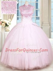 Traditional Sleeveless Lace Up Floor Length Beading Vestidos de Quinceanera