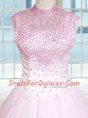 Traditional Sleeveless Lace Up Floor Length Beading Vestidos de Quinceanera