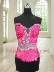 Charming See Through Coral Red Quinceanera Dress Military Ball and Sweet 16 and Quinceanera and For with Beading and Ruffles and Pick Ups Sweetheart Sleeveless Chapel Train Lace Up