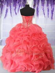 Spectacular Organza Sleeveless Floor Length 15 Quinceanera Dress and Beading and Ruffles