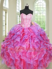 Enchanting Multi-color Sleeveless Beading and Ruffles Floor Length Quinceanera Gown