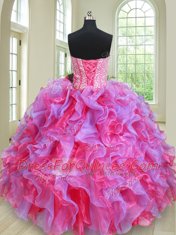 Enchanting Multi-color Sleeveless Beading and Ruffles Floor Length Quinceanera Gown