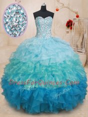Multi-color Sleeveless Beading and Ruffles Quinceanera Gowns