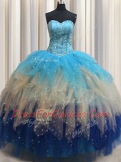 Flirting Floor Length Multi-color Quince Ball Gowns Sweetheart Sleeveless Lace Up