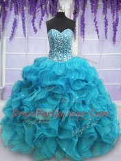 Extravagant Sleeveless Beading and Ruffles Lace Up Quinceanera Dress
