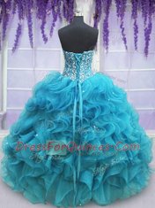 Extravagant Sleeveless Beading and Ruffles Lace Up Quinceanera Dress