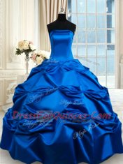 Noble Royal Blue Strapless Lace Up Pick Ups 15 Quinceanera Dress Sleeveless