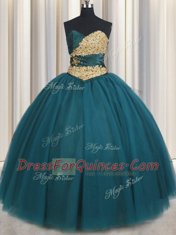 Pretty Tulle Sleeveless Floor Length Quinceanera Gowns and Beading