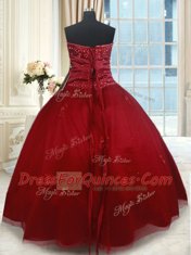 High Class Floor Length Wine Red Vestidos de Quinceanera Sweetheart Sleeveless Lace Up