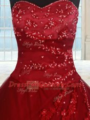 High Class Floor Length Wine Red Vestidos de Quinceanera Sweetheart Sleeveless Lace Up