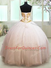 White Sweet 16 Quinceanera Dress Military Ball and Sweet 16 and Quinceanera and For with Beading and Appliques Sweetheart Sleeveless Lace Up