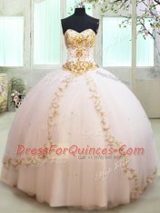 White Sweet 16 Quinceanera Dress Military Ball and Sweet 16 and Quinceanera and For with Beading and Appliques Sweetheart Sleeveless Lace Up