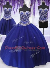 Gorgeous Three Piece Sleeveless Lace Up Floor Length Beading Vestidos de Quinceanera