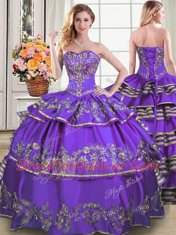 High End Sleeveless Lace Up Floor Length Beading and Embroidery and Ruffled Layers Vestidos de Quinceanera