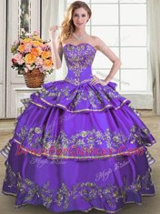High End Sleeveless Lace Up Floor Length Beading and Embroidery and Ruffled Layers Vestidos de Quinceanera