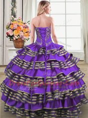 High End Sleeveless Lace Up Floor Length Beading and Embroidery and Ruffled Layers Vestidos de Quinceanera