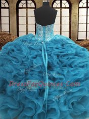 Dynamic Sleeveless Beading and Embroidery and Ruffles Lace Up Sweet 16 Dress