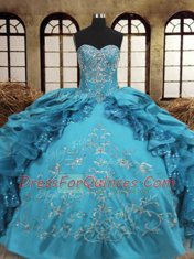 Dynamic Sleeveless Beading and Embroidery and Ruffles Lace Up Sweet 16 Dress