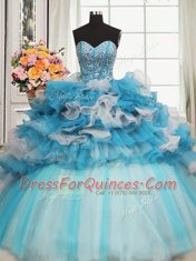 Glamorous Sleeveless Beading and Ruffles Lace Up Sweet 16 Quinceanera Dress