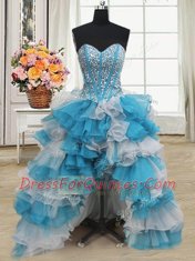 Glamorous Sleeveless Beading and Ruffles Lace Up Sweet 16 Quinceanera Dress