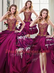 Four Piece Sleeveless Beading and Appliques and Pick Ups Lace Up Quinceanera Gowns