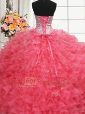 Delicate Three Piece Sleeveless Beading and Ruffles Lace Up 15 Quinceanera Dress