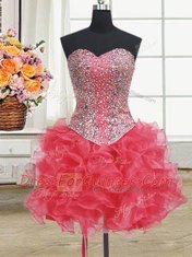 Delicate Three Piece Sleeveless Beading and Ruffles Lace Up 15 Quinceanera Dress