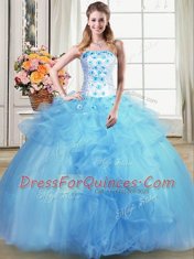 Sleeveless Beading and Appliques and Ruffles Lace Up Sweet 16 Quinceanera Dress