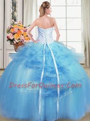 Sleeveless Beading and Appliques and Ruffles Lace Up Sweet 16 Quinceanera Dress