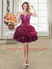 Four Piece Pick Ups Ball Gowns 15 Quinceanera Dress Burgundy Sweetheart Organza Sleeveless Floor Length Lace Up