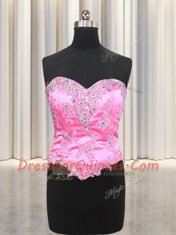 Fancy Three Piece Sweetheart Sleeveless Organza Quinceanera Dresses Beading and Ruffles Lace Up