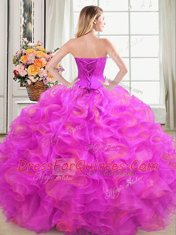 Sleeveless Beading and Ruffles Lace Up Vestidos de Quinceanera