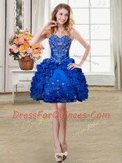Four Piece Sleeveless Organza and Taffeta Floor Length Lace Up Sweet 16 Dresses in Royal Blue with Beading and Embroidery and Pick Ups