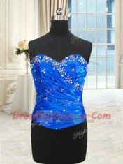 Dazzling Four Piece Sweetheart Sleeveless Quinceanera Dress Floor Length Beading and Ruffles Royal Blue Organza