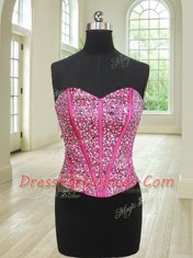 High End Four Piece Hot Pink Sweetheart Lace Up Beading and Ruffles Quinceanera Dresses Sleeveless