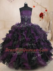 Glorious Four Piece Sleeveless Beading and Ruffles Lace Up 15 Quinceanera Dress