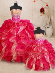 Excellent Organza Sleeveless Floor Length Sweet 16 Dress and Beading and Ruffles