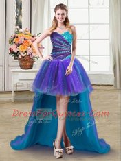 Eye-catching Four Piece Multi-color Ball Gowns Beading and Ruffles Quinceanera Gown Lace Up Tulle Sleeveless Floor Length