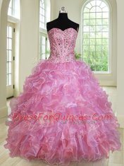 Designer Four Piece Multi-color Sweet 16 Dress Military Ball and Sweet 16 and Quinceanera and For with Beading and Ruffles Sweetheart Sleeveless Lace Up
