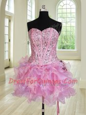 Designer Four Piece Multi-color Sweet 16 Dress Military Ball and Sweet 16 and Quinceanera and For with Beading and Ruffles Sweetheart Sleeveless Lace Up