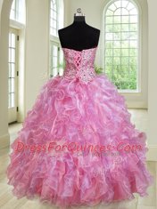 Designer Four Piece Multi-color Sweet 16 Dress Military Ball and Sweet 16 and Quinceanera and For with Beading and Ruffles Sweetheart Sleeveless Lace Up