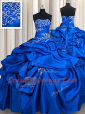 Luxurious Beading and Pick Ups Quinceanera Gowns Royal Blue Lace Up Sleeveless Floor Length