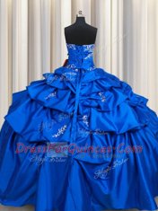 Luxurious Beading and Pick Ups Quinceanera Gowns Royal Blue Lace Up Sleeveless Floor Length
